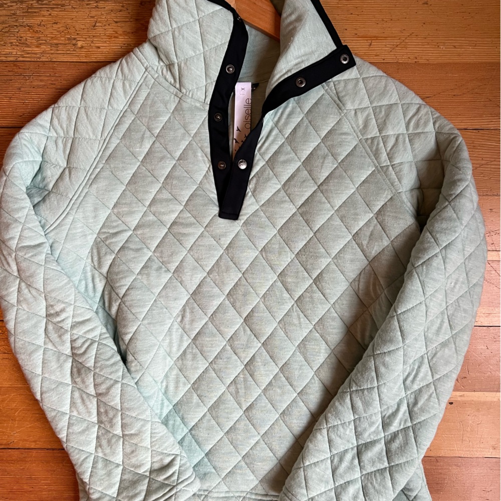 Oiselle Quilted Pullover, Mint Green